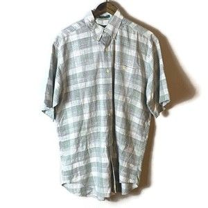 ORVIS Mens Gray Check Button Down Short Sleeve Shirt Size M Outdoors Soft